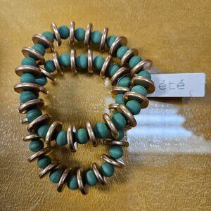 eye beautiful Beaded bracelet green/gold